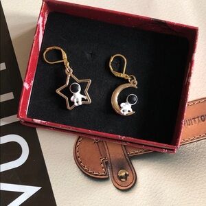 Moon and Star Spaceman Dangle Earrings Hand Made by Me